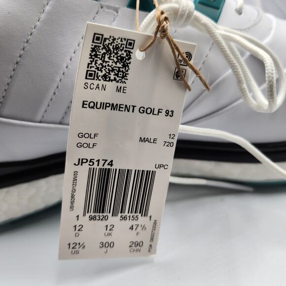 Mens Size 12.5 Adidas Spikeless Golf Shoes Equipment 93 Comfort White JP5174